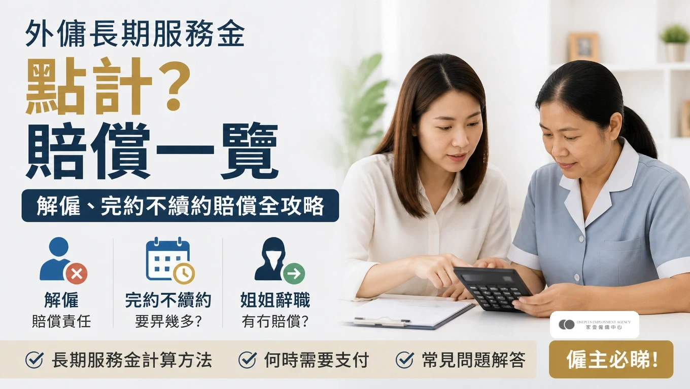 外傭長期服務金點計?解僱、完約不續約賠償一覽